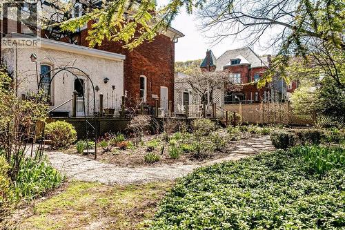 Expansive rear yard featuring varied plantings, a gravel pathway, and stone stepping pads - 370 Hess Street S, Hamilton, ON - Outdoor