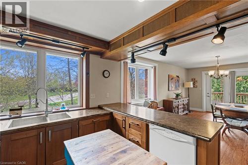 Kitchen featuring wood cabinetry, a double basin sink, and ample countertop space - 3 San Pedro Drive, Hamilton, ON - Indoor Photo Showing Kitchen
