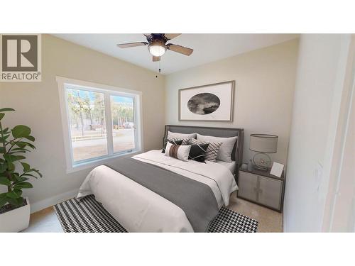 Virtually staged. Please note elements in this photograph including furniture and furnishngs have been virtually staged to demonstrate potential design ideas. - 4868 Riverview Drive Unit# 118, Edgewater, BC - Indoor Photo Showing Bedroom