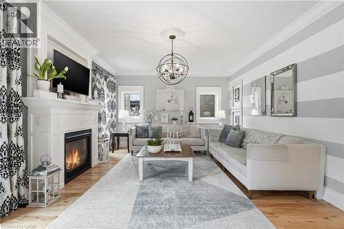 36 Pavilion Drive, Binbrook, ON - Indoor Photo Showing Living Room With Fireplace
