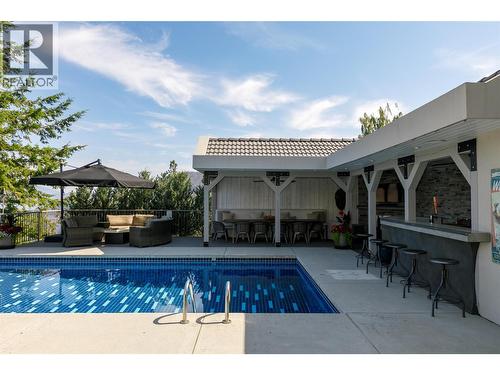 40 Foot Covered Cabana/Kitchen - 228 Caliburn Court, Kelowna, BC - Outdoor With In Ground Pool With Deck Patio Veranda