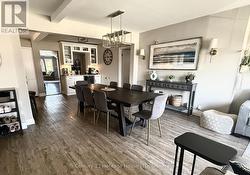 harvest table dining room with beverage bar - 