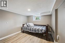 Room featuring light wood-finish flooring, neutral wall paint, and white trim - 