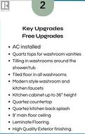 Property Specifications. Detailing included upgrades and features of the property - 