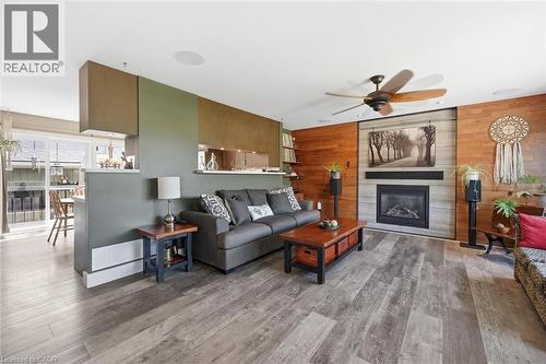 8 Delrex Boulevard, Georgetown, ON - Indoor Photo Showing Living Room With Fireplace