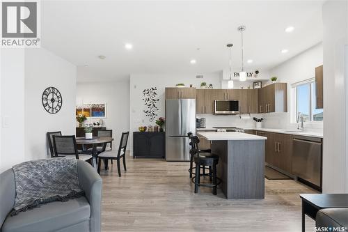 214 142 Pawlychenko Lane, Saskatoon, SK - Indoor Photo Showing Kitchen With Stainless Steel Kitchen With Upgraded Kitchen