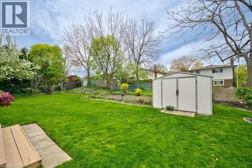 Expansive green lawn with a white storage shed - 34 Westwood Crescent, Kitchener, ON - Outdoor