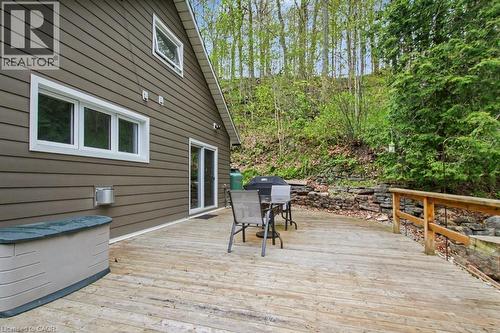 Spacious exterior deck with wood flooring and natural wood railing - 1333 Hidden Valley Road, Burlington, ON - Outdoor With Deck Patio Veranda With Exterior