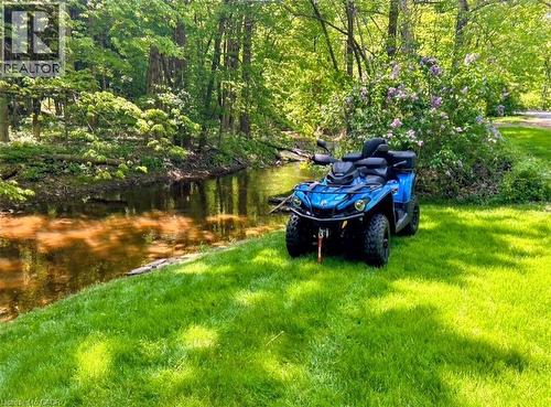 Expansive green lawn bordering a natural waterway with mature trees - 1333 Hidden Valley Road, Burlington, ON - Outdoor