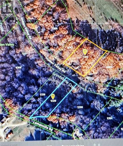 Lot is in the Blue Outline. Yellow is in the Outline - 1333 Hidden Valley Road, Burlington, ON - Outdoor With Body Of Water With View