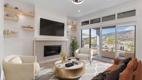 2140 Montenegro Drive, Kelowna, BC - Indoor Photo Showing Living Room With Fireplace