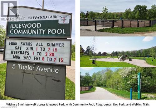 Signage for Idlewood Park with community pool information - 27 Scenic Wood Crescent, Kitchener, ON - 