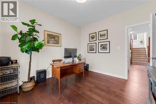 Spacious main floor office featuring engineered hardwood flooring and a large multi-pane window. Can be convert to fifth bedroom - 16 Westridge Drive, Hamilton, ON - Indoor