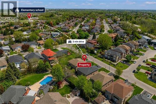 Aerial view of a residential neighborhood with tree-lined streets and near parks,  only minutes to Gordon Price Elementary School or Annunciation of Our Lord Cathoic Elementary school, - 16 Westridge Drive, Hamilton, ON - Outdoor With View