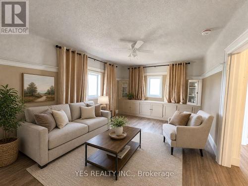 Virtually staged Image - 199 North Service Road, Mississauga, ON - Indoor Photo Showing Living Room