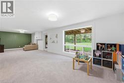 Spacious interior featuring light-toned carpeting and white walls - 