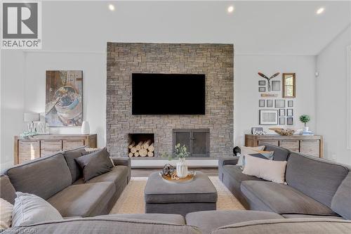 2092 Highway 6, Puslinch, ON - Indoor Photo Showing Living Room With Fireplace