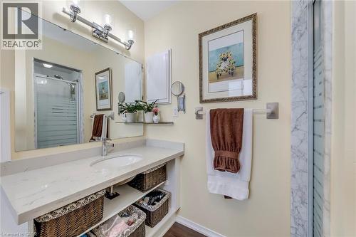 Bathroom featuring vanity and a stall shower - 3311 Springvale Court, Burlington, ON - Indoor Photo Showing Bathroom