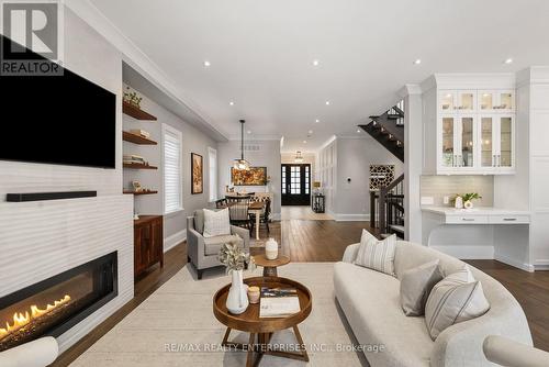 1343 Milton Avenue, Mississauga, ON - Indoor Photo Showing Living Room With Fireplace