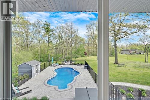 view from the Living Room - 1279 Maple Manor Road, Cambridge, ON - Outdoor With In Ground Pool With Deck Patio Veranda