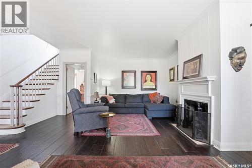 208 Saskatchewan Crescent W, Saskatoon, SK - Indoor Photo Showing Living Room With Fireplace