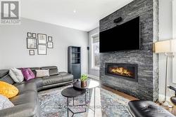 Floor to ceiling fireplace. - 