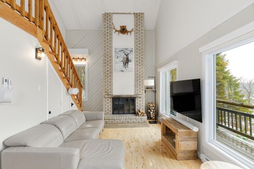 Living Room - 115  - 115A Rue Diana, Sainte-Agathe-Des-Monts, QC - Indoor With Fireplace