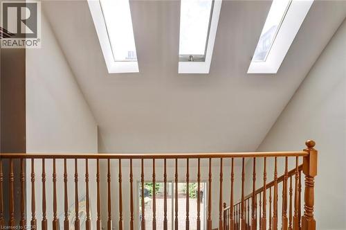 Vaulted ceiling featuring three skylights - 463 Blathwayte Lane, Burlington, ON - Indoor Photo Showing Other Room