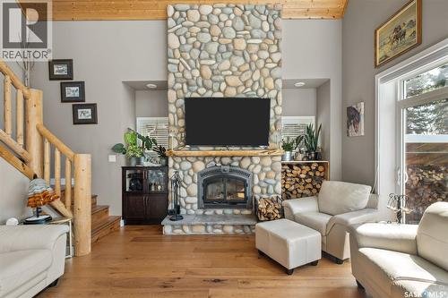 3 Wayne Place, Candle Lake, SK - Indoor Photo Showing Living Room With Fireplace