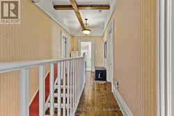 2nd story hallway with wood beams - 