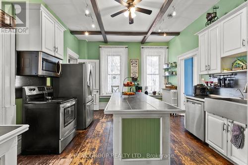 Eat in Kitchen with wood beams - 171 Killaly Street W, Port Colborne (Main Street), ON - Indoor Photo Showing Kitchen