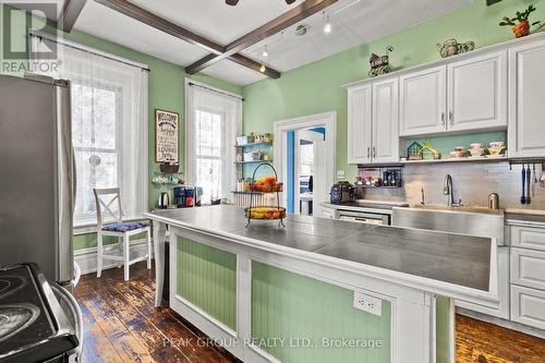 Eat in Kitchen with wood beams - 171 Killaly Street W, Port Colborne (Main Street), ON - Indoor Photo Showing Kitchen