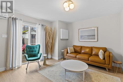 Living Room with Patio Doors to Rear Yard - 13 Devine Place, St. John'S, NL - Indoor Photo Showing Living Room