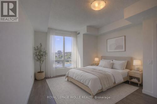 VIRTUALLY STAGED - 1007 - 150 Water Street N, Cambridge, ON - Indoor Photo Showing Bedroom