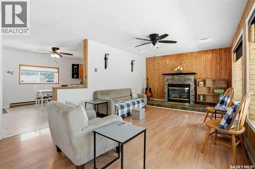 123 Burberry Road, Christopher Lake, SK - Indoor Photo Showing Living Room With Fireplace