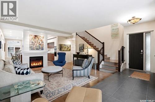 1212 Broadway Avenue E, Saskatoon, SK - Indoor Photo Showing Living Room With Fireplace