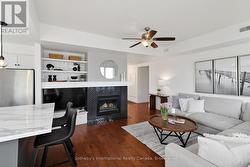 Gas fireplace with decor display shelving - 