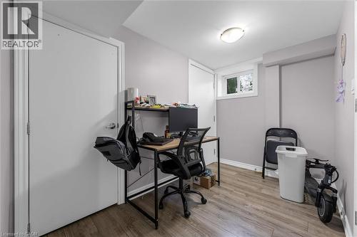 Interior space featuring wood-finish flooring and light gray painted walls - 46 Beaconsfield Drive, Hamilton, ON - Indoor Photo Showing Office