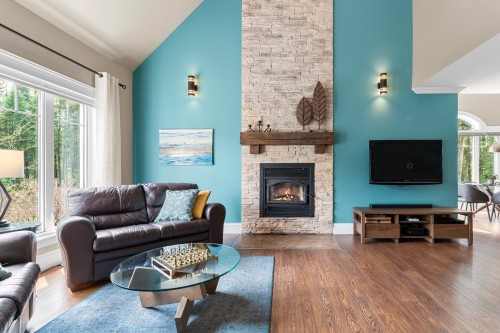 Salon - 71 Rue De La Rivière, Sainte-Catherine-De-Hatley, QC - Indoor Photo Showing Living Room With Fireplace