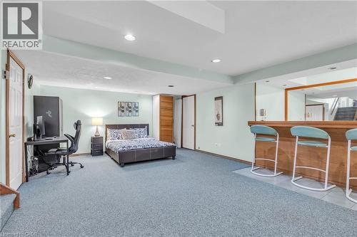 Bedroom with a bar, a desk, light carpet, and recessed lighting - 146 Bechtel Drive, Kitchener, ON - Indoor