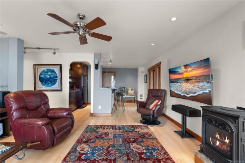 101-9949 Third St, Sidney, BC - Indoor Photo Showing Living Room With Fireplace