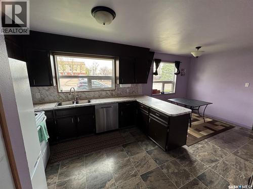 702 Second Street, Estevan, SK - Indoor Photo Showing Kitchen With Double Sink
