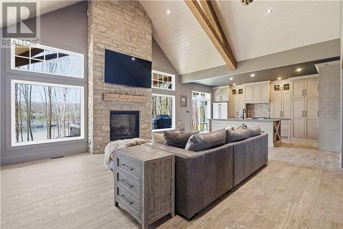 3 Pine Drive, Blind River, ON - Indoor Photo Showing Living Room With Fireplace