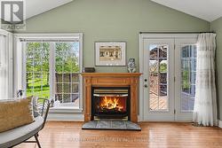 The gas fireplace really cozy's up this big room - 