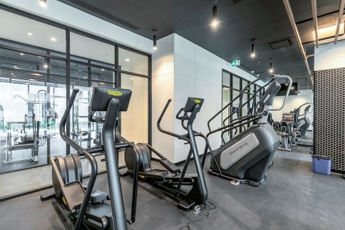 Exercise Room - 3901-1245 Rue De Bleury, Montréal (Ville-Marie), QC - Indoor Photo Showing Gym Room