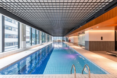 Pool - 3901-1245 Rue De Bleury, Montréal (Ville-Marie), QC - Indoor Photo Showing Other Room With In Ground Pool