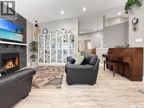 623 Highland Drive, Swift Current, SK - Indoor Photo Showing Living Room With Fireplace
