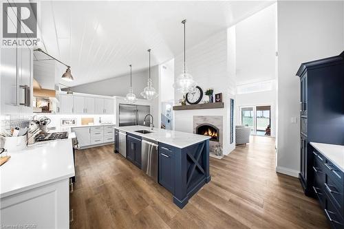 464 West Edith Cavell Boulevard, Port Stanley, ON - Indoor Photo Showing Kitchen With Fireplace With Upgraded Kitchen