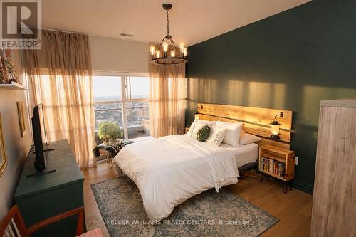 Primary suite overlooking terrace - 1107 - 1880 Gordon Street, Guelph, ON - Indoor Photo Showing Bedroom