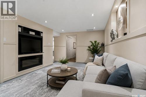 6 Selkirk Crescent, Regina, SK - Indoor Photo Showing Living Room With Fireplace